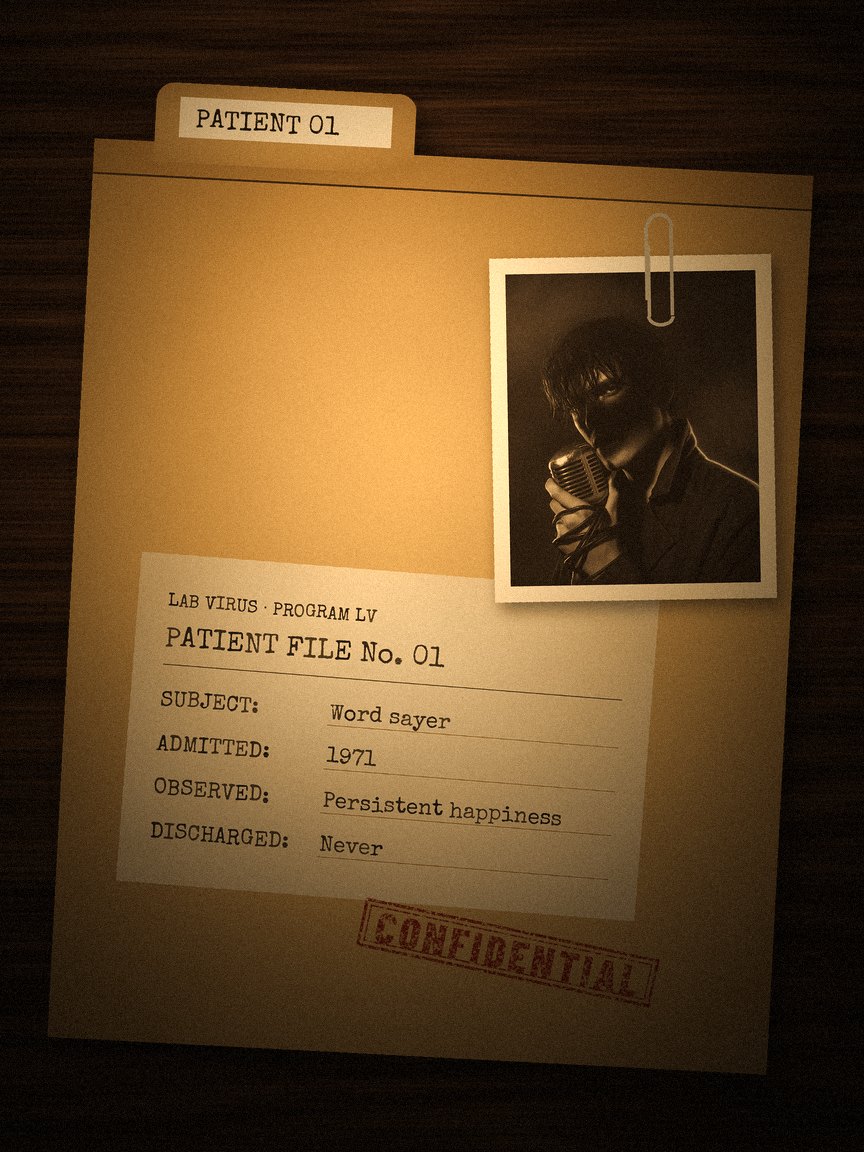 Manila patient file with a clipped photograph