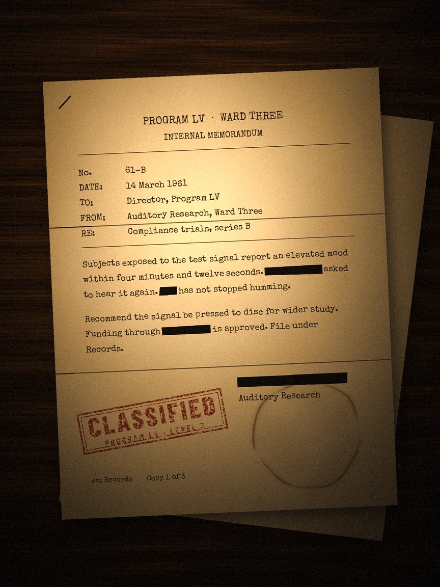 Typed memo stamped classified, with redacted lines