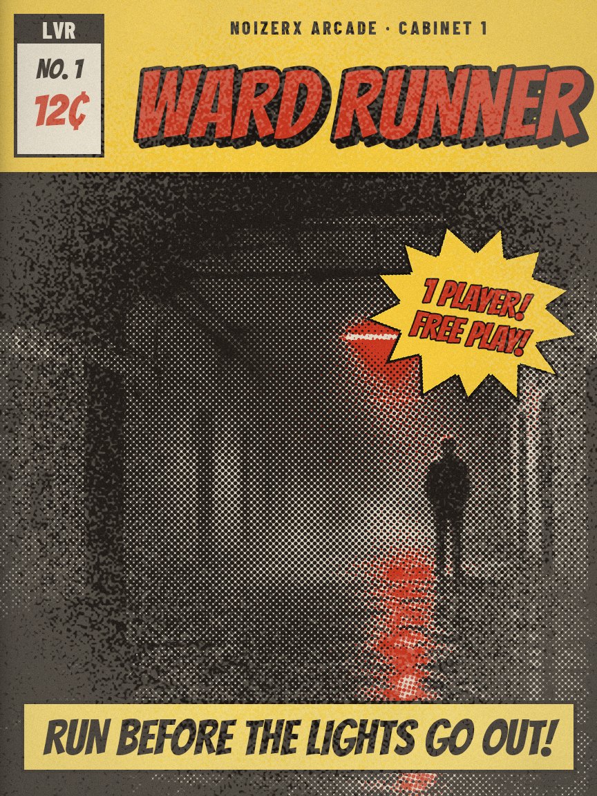 Comic cover for Ward Runner: a lone figure in a dark corridor under a red light
