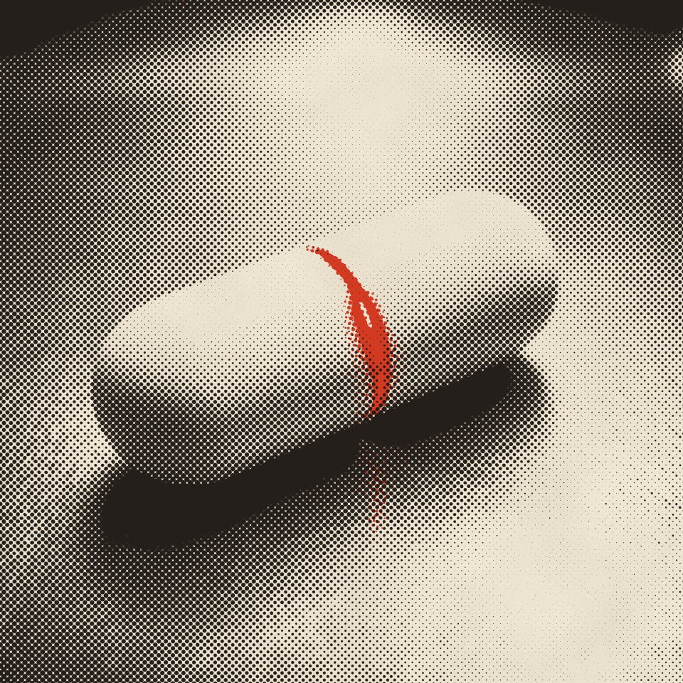 Treatment 01 cover art printed as a comic panel: the capsule on its tray in halftone dots