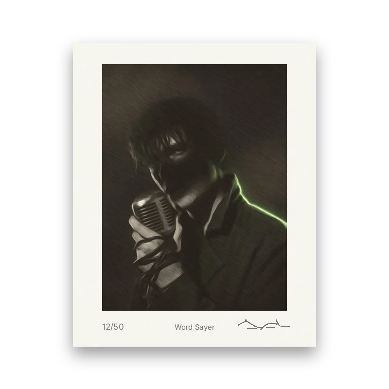 Signed giclée print of the Word Sayer painting with a white border